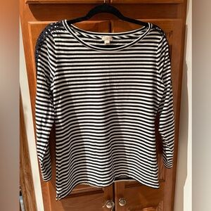 J Crew Striped Black and White Women's Top sz M